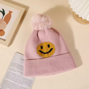 Bonnet d'hiver en tricot personnalisé avec logo, bonnet épais avec sourire personnalisé, broderie de personnage, bonnet en acrylique, bonnet à pompon, chapeau d'hiver unisexe 2026 - Product Image 6