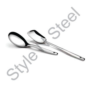 Stainless Steel Valona Salad Server <b>Set</b> 2 Pcs Silver Mirror Polish Dinnerware <b>Sets</b> - Product Image 1
