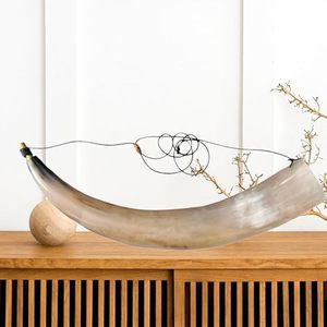 Cuerno vikingo para beber de alta calidad con borde de metal y detalles de base para amantes del hidromiel y entusiastas nórdicos al precio más bajo - Product Image 3