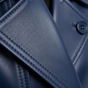 Manteau long en cuir pour homme avec fermeture à boutons, fournisseur d'usine OEM, vente en gros, sur mesure, élégant, vêtement d'extérieur tendance, coton - Product Image 5