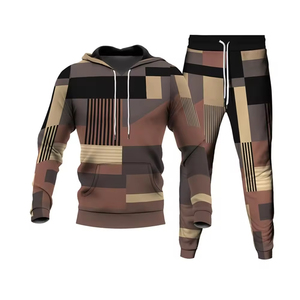 Ensemble de survêtement décontracté pour homme, deux pièces, à capuche, coupe ajustée, pour l'hiver - Product Image 2