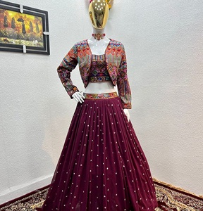 Renard indien Georgette Broderie Séquence Travail Imprimé Lehnga Choli Dupatta Belle Readymade Party Wear pour les Occasions Spéciales - Product Image 1