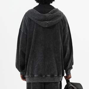 OEM Heavy Nueva moda Streetwear Impresión digital Vintage Lavado ácido Sudor desgastado Hip Hop Estilo Sun Faded Sudadera con capucha Hombres - Product Image 6