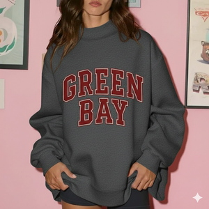 OEM personalizado de alta calidad 100% algodón francés Terry Varsity de gran tamaño de las mujeres Reversible cuello simulado sudadera frente de invierno - Product Image 2