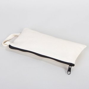 Étui à crayons en coton naturel 8x4 avec fermeture éclair, pochette en tissu pour l'organisation et le rangement - Product Image 2