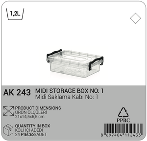 Midi 1.2L Airtight Plastic Food Storage Container with Durable Handles for Kitchen Pantry Organization and <b>Meal</b> <b>Prep</b> - Product Image 2