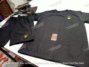 Ensemble T-shirt et short décontracté pour homme, imprimé par transfert thermique, respirant, séchage rapide, avec bordure contrastante, manches courtes, étiquette personnalisée - Product Image 4