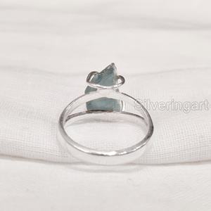 Bague pour femme en argent sterling 925 avec pierre brute naturelle d'apatite bleue, cadeau de Noël et de Thanksgiving - Product Image 6