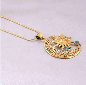 Nuevo Collar con Colgante de Sol y Luna Estilo Boho de Alta Calidad, Collares Vintage de Latón para Mujer, Chapado en Oro de 18k, Joyería Celestial, Venta al por Mayor/OEM - Product Image 6