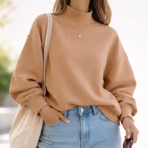 Womens Oversized Mockneck Sweatshirt Soft <b>Brushed</b> Interior Premium Comfort Fashion Manufacturer Wholesale - Product Image 1