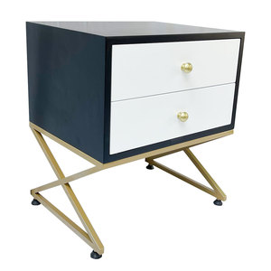 XO Modern <b>Antique</b> Bedroom Furniture Oak XO <b>Bedside</b> <b>Table</b> with Iron Legs Foldable Nightstands for Apartment TDG68042 - Product Image 1