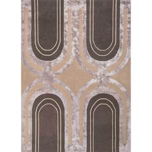 Tapis géométrique en laine et viscose tufté à la main Acar gris et noir Ptwv-7139 pour la maison, le salon, le couloir, la chambre d'adolescent, rectangulaire rayé - Product Image 1