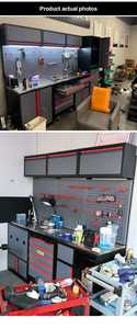 Steel <b>Garage</b> <b>Workbench</b> Cabinet System Modular Tool Storage Cabinet Set with Pegboard Drawers and Locking Storage - Product Image 3