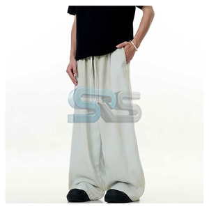 Pantalones de chándal de cintura alta para hombre, pantalones de chándal de algodón lavado con logotipo personalizado, ropa de calle transpirable, holgados, novedad - Product Image 4