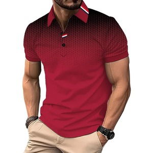 2025 nuevo verano tendencia hombres manga corta Slim Fit Polo hombres gradiente Color 3Ddigital estampado Polo hombres - Product Image 3