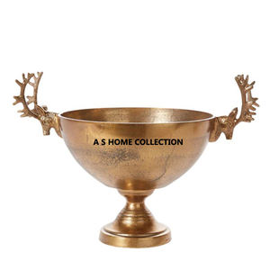 Aluminio hecho a mano niquelado mango dorado diseño simple redondo metal decorativo frutero - Product Image 3