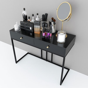 Commode minimaliste en chêne avec miroir et structure en MDF, pieds en fer 100x40cm, mobilier de maison - Product Image 3