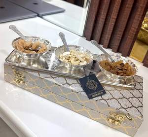 ชุดชามชุบเงินคุณภาพดีที่สุดพร้อมถาดและช้อนใช้สำหรับผลไม้แห้งขนมหวานและของตกแต่งบ้านคืนของเป็นของขวัญ - Product Image 5