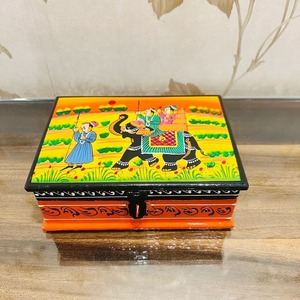 Rafasthani haat และงานฝีมือตกแต่งกล่องเครื่องประดับไม้กับภาพวาด rajasthani-จัดเครื่องประดับผู้หญิงและตัวเลือกของขวัญ - Product Image 3