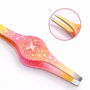 Pinzas para Cejas de Acero Inoxidable con Degradado Arcoíris y Diseño de Estrella, Punta Inclinada de Precisión, Herramienta de Belleza Ecológica para Depilación - Product Image 5