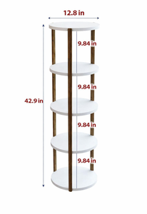 <b>Round</b> 5-Tier Wooden Side Table Multi-Purpose <b>Shelf</b> Table Natural & Stylish Design - Product Image 2