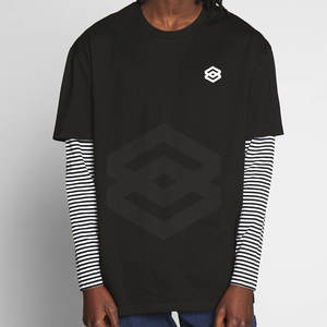 T-shirt double couche de haute qualité pour hommes Dernière conception T-shirt double couche Impression de logo personnalisé Coton Polyester - Product Image 1