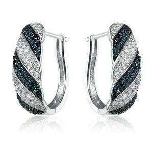 High Quality 1.40 Ct round Natural White Blue Diamond <b>Huggie</b> Earrings 925 <b>Silver</b> Women's Gift for Wedding and Party - Product Image 2