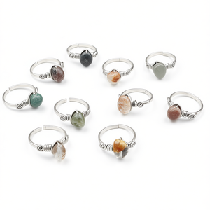 Trendy <b>Boho</b> Style Silver Plated Fashion <b>Rings</b> with Natural Stone Accents Resale Ready - Product Image 2