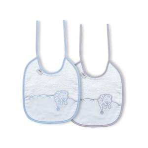 Lot de 2 bavoirs en tissu 100% coton gris et bleu pour bébés et enfants - Product Image 1