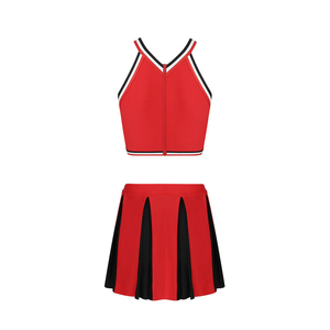 Uniforme de pom-pom girl pour filles, jupe rayée et haut court sans manches avec sublimation de position du logo sur le devant - Product Image 3