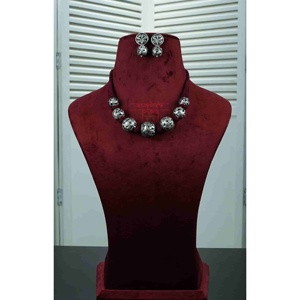 Noor Chitai Ball <b>Bead</b> 925 Silver Necklace <b>Set</b> Wedding Jewelry with Ball <b>Bead</b> Earrings - Product Image 1