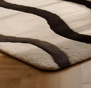 พรมพื้นที่ทำด้วยมือทรงสี่เหลี่ยมผืนผ้าแบบทันสมัยพรมปูพื้นสีส้มและสีฟ้าบล็อกย้อนยุคสำหรับห้องนั่งเล่นบ้านโรงแรม - Product Image 5