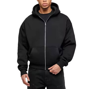 Sweat à capuche zippé personnalisé blanc zippé recadrée hommes pantalons de survêtement et sweat à capuche 100% coton recadrée coton sweats à capuche pour hommes - Product Image 5