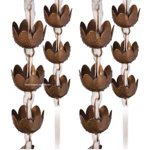 Tendance cuivre plaqué métal fer chaîne de pluie maison jardin décoration suspendu chaîne de pluie tulipe fleur conception chaîne de pluie - Product Image 1