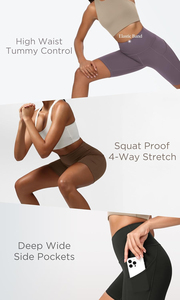 Shorts de yoga couleur marron pour femmes, taille haute, effet push-up, personnalisés, pour la salle de sport, le fitness, l'entraînement, le yoga - Product Image 5