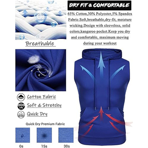 เสื้อแขนกุดมีฮู้ดสำหรับออกกำลังกายของผู้ชายเสื้อยืดเพาะกายแขนกุดมีฮู้ดสไตล์ระบายอากาศได้ดีราคาถูก - Product Image 4
