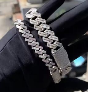 Bracelet à maillons cubains Moissanite de luxe en argent 925 pour hommes Bracelet cubain glacé avec fermoir à boîte Style Hip Hop - Product Image 2