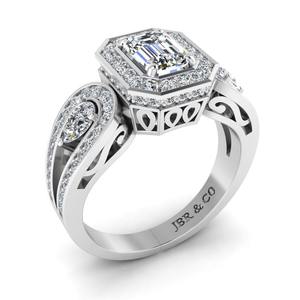 Anillo de compromiso de Halo de plata 925 chapado en oro con Esmeralda y Diamante redondo de marca superior para mujer, joyería de moda al mejor precio - Product Image 4