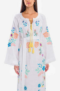 Gorgeous Eco-Friendly <b>Summer</b> Party <b>Dress</b> for Women <b>Long</b> Boho Style with Ukraine Embroidery Belted Floor-Length Natural Waist - Product Image 5