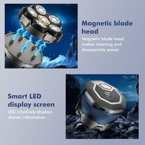 Afeitadora Eléctrica Inalámbrica Impermeable para Hombre, IPX7, Recargable por USB, Kit de Afeitadora Rotatoria para Afeitar la Cabeza - Product Image 2