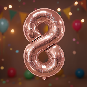 Ballon chiffre 8 rose doré 45 cm pour décoration de fête - Product Image 3