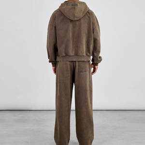 ชุดฮู้ดดี้ซิปทรงบ็อกซี่ผ้าคอตตอน 100% หนัก 500 GSM พร้อมโลโก้สั่งทำ และกางเกงจ็อกเกอร์ ชุดแทรคสูทคุณภาพสูงสำหรับผู้ชาย สไตล์สตรีทแวร์ - Product Image 3