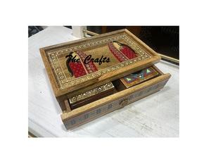 Brûleur d'encens de très bonne conception dans un brûleur Mubkhar en bois avec boîte à Oud et plateau pour la vaisselle à la maison - Product Image 6