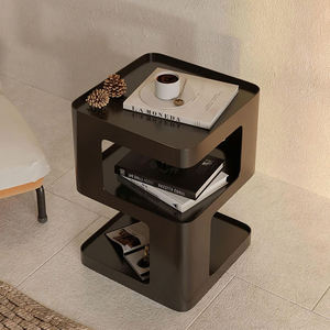 Modern <b>Black</b> <b>Metal</b> <b>Side</b> <b>Table</b>, No-Assembly Nightstand with Storage for Bedroom, Living Room & Entryway. - Product Image 5