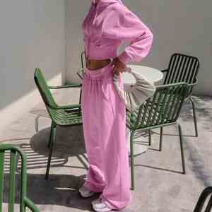 2024 logotipo bordado personalizado Vintage Y2k mujeres Casual deportes chándal Crop Hoodie y pantalones de chándal conjunto de 2 piezas - Product Image 4