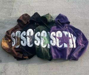 Sudadera con Capucha Extra Grande de Felpa Francesa 100% Algodón, con Logotipo Bordado Estampado, Lavado Ácido, Desgastado, Roto, Estilo Urbano - Product Image 6