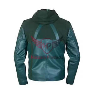 Veste coupe-vent longue chaude pour hommes, avec capuche en similicuir, veste coupe-vent longue pour hommes, veste d'hiver en cuir pour hommes, nouveau design - Product Image 1