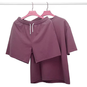 Conjunto de Camiseta y Pantalones Cortos de Poliéster de Color Sólido para Hombre, Talla Grande, Cuello en V, Ropa Casual de Verano, Tejido Transpirable - Product Image 2