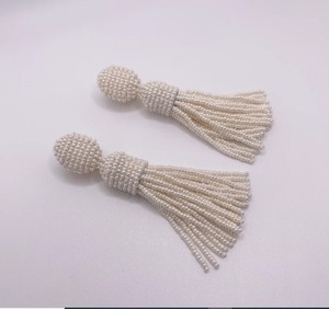 Luxury Quality <b>Emerald</b> Green Beaded Tassel Earrings - Product Image 2