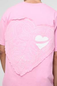 T-shirts personnalisés surdimensionnés Heavyweight Hearts Applique pour hommes Respirant Fabriqué au Pakistan - Product Image 3